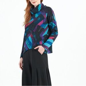 Clara Sun Woo Lightweight Cozy Tipped Hem Sweater Top - Ribbon Stripe Sz Large